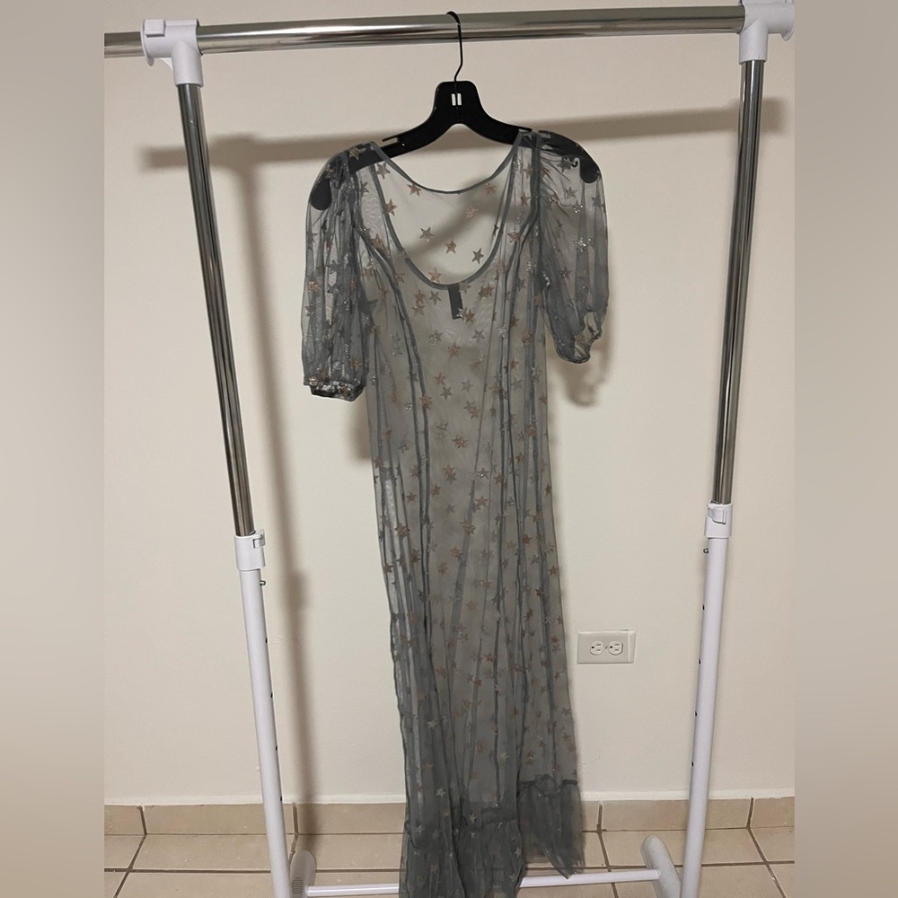 Elegant Starry Sheer Maxi Dress in Gray - Picture 1 of 1